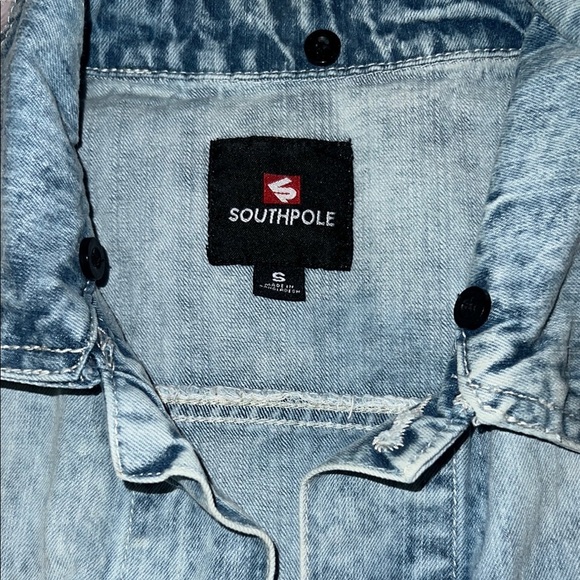 South Pole Blue‎ Denim Vest Classic Distressed - Picture 3 of 16